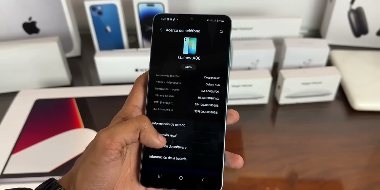 Pantalla Acerca del teléfono de un Galaxy A06 con la opción Información de software