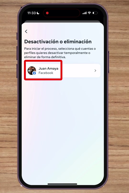 Lista de perfiles en Desactivación o eliminación para elegir cuál borrar