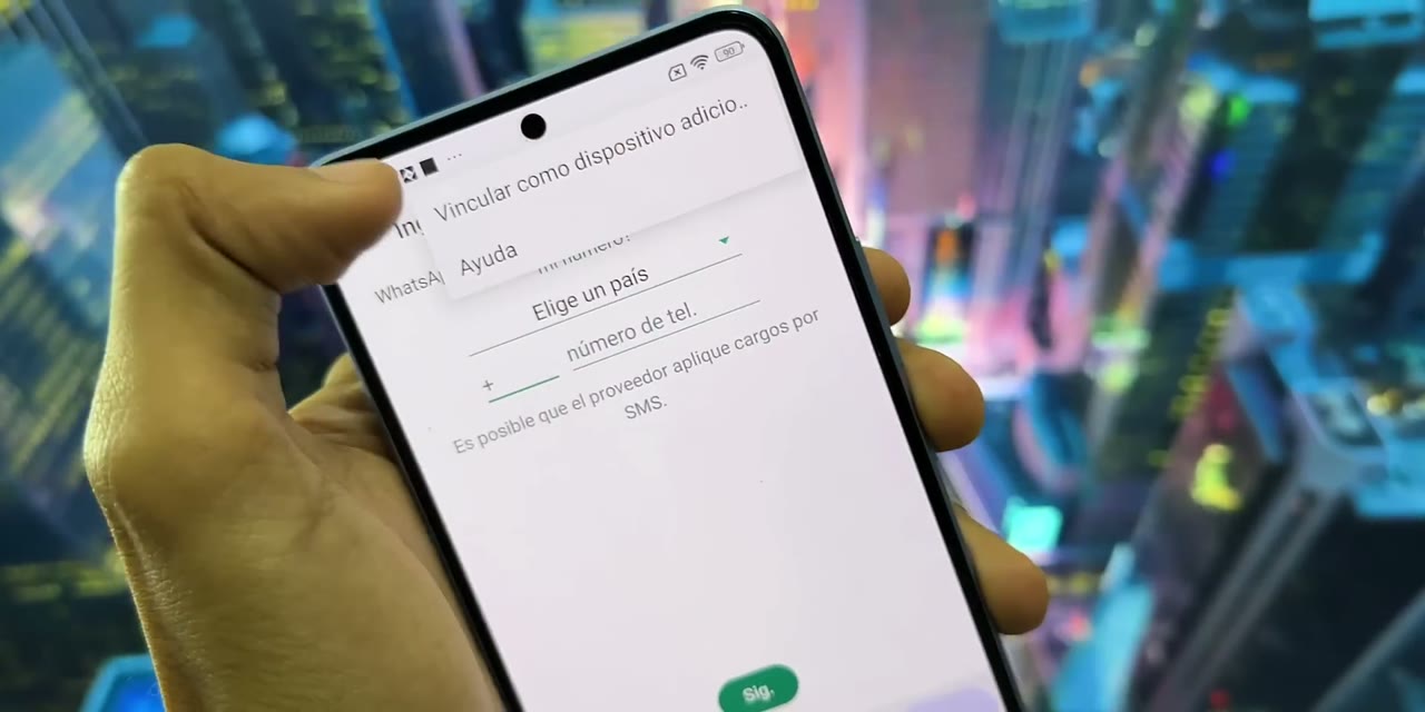 Opción Vincular como dispositivo adicional en la pantalla del número de WhatsApp