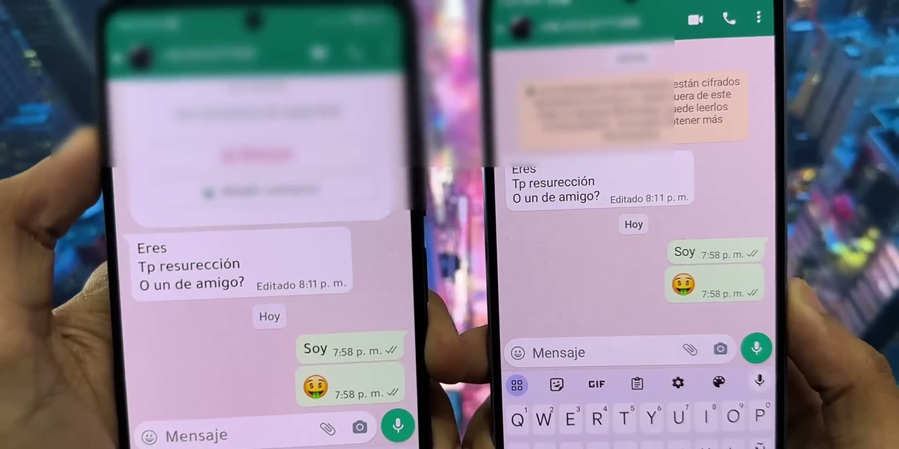 El mismo chat de WhatsApp abierto en dos celulares al mismo tiempo