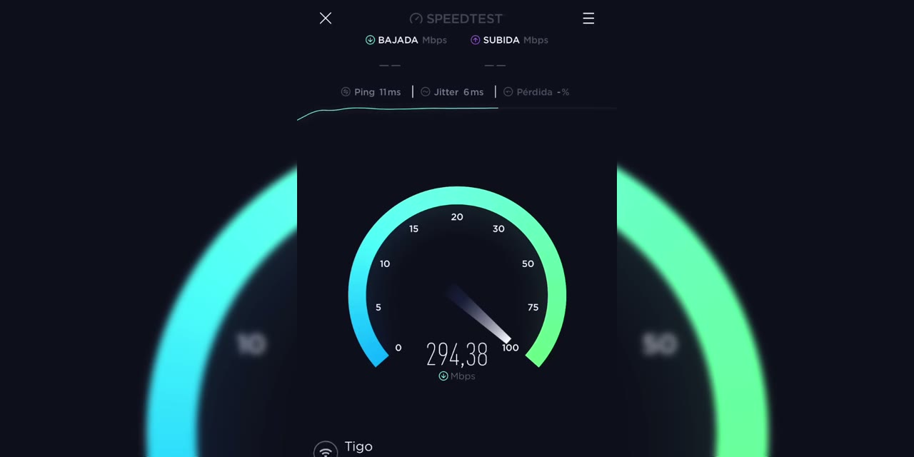 Prueba de velocidad en el celular marcando 294 megas de bajada por wifi después de activar la red de 5 GHz