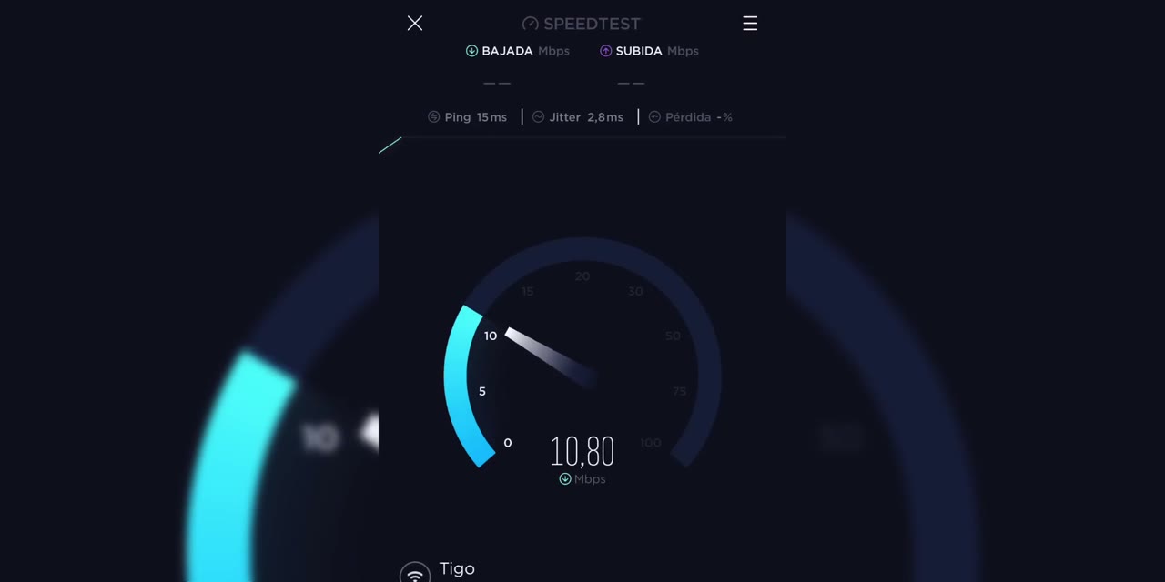 Prueba de velocidad por wifi de 2,4 GHz marcando apenas 10 megas de bajada con un plan de 300